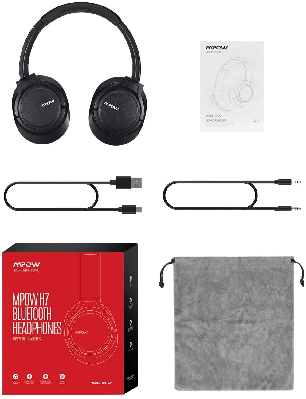 valuta Op tijd krans Mpow Bluetooth Over-Ear Headphones, Noise-Canceling, Black, BH162 -  Walmart.com