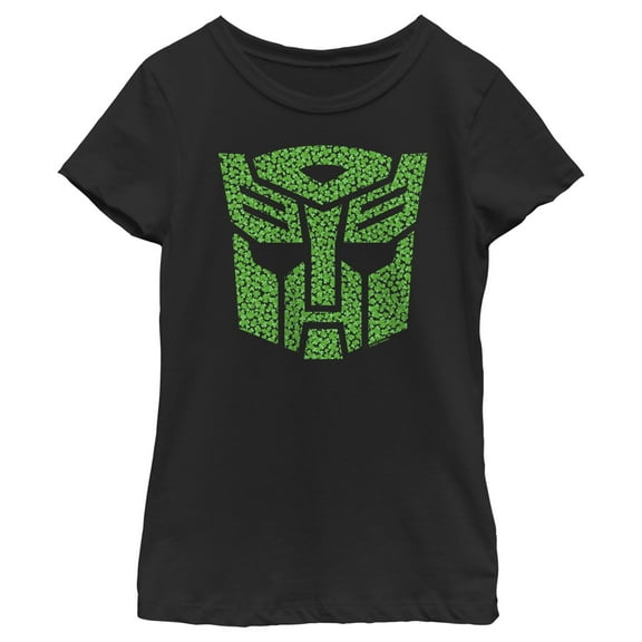 Girl's Transformers St. Patrick's Day Cloverfield Autobot Logo Graphic Tee Black Medium