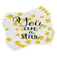 thumbnail image 1 of Ambesonne Saying Place Mats Set of 4, Star Phrase, Standard Size, Earth Yellow Black, 1 of 6