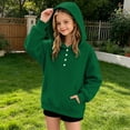 thumbnail image 3 of Unisex Botton Hoodie Boys Girls Lightweight, Toddler Girl Sweatshirt Full Zip, Light Kids Sweat Jackets With Hood Green 5-6 Years, 3 of 6