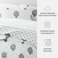 thumbnail image 6 of Noble Linens 3-Piece Dusk Blue Stamped Bloom Reversible Quilt Set, Twin, 6 of 8
