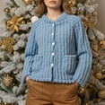 thumbnail image 5 of Women's Striped Knit Cardigan Casual Comfort Stand Collar Loungewear Home Outfit, 5 of 9