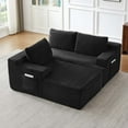thumbnail image 3 of Miniyam L-Shaped Cloud Sectional Sofa with Deep Seat, No Assembly Required, Floor Couch Sleeper for Living Room, Bedroom, Apartment, Black (Left Facing Chaise), 3 of 12