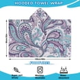 thumbnail image 2 of Purple and Teal Paisley and Floral Pattern Hooded Bath Towel，60"x35" for Ages 3 To 12 Kids, Quick Dry Lightweight Soft Microfiber Hood Beach Towel Cover Up for Kids, 2 of 7