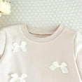 thumbnail image 5 of AINIYS Girls Bow & Ruffle Outfit Set Sweatshirt & Flared Pants Children's Clothing for Daily & Casual Wear Beige 4 Years, 5 of 7