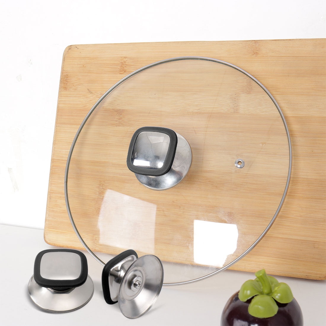 2pcs Pot Lid Knob Handle Silicone and Stainless Steel Knobs Cookware