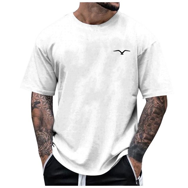 LUOGENLI T-shirts pour Homme pour Hommes Homme Été Chemise Imprimée Blouse Manche Courte Col Rond Hauts Chemise Hauts T-shirts pour Hommes T-shirts Graphiques T-shirts Pêche la Saint-Patrick Blanc TG