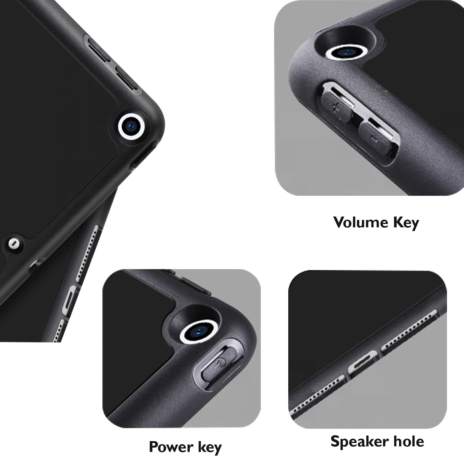 iPad 9th 2021 8th 2020 7th 2019 Gen [iPad 9 iPad 8 iPad 7 ] 10.2 Inch A2602 A2270 A2197 MK663LL/A MK673LL/A MYN62LL/A MW6Y2LL/A Protective Durable TPU Silicone Back Case Pencil Holder - Black