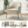thumbnail image 6 of Velvet Upholstered Accent Chair Metal Legs Curved Backrest Lounge Home Armchair Bedroom Adult Tan, 6 of 12