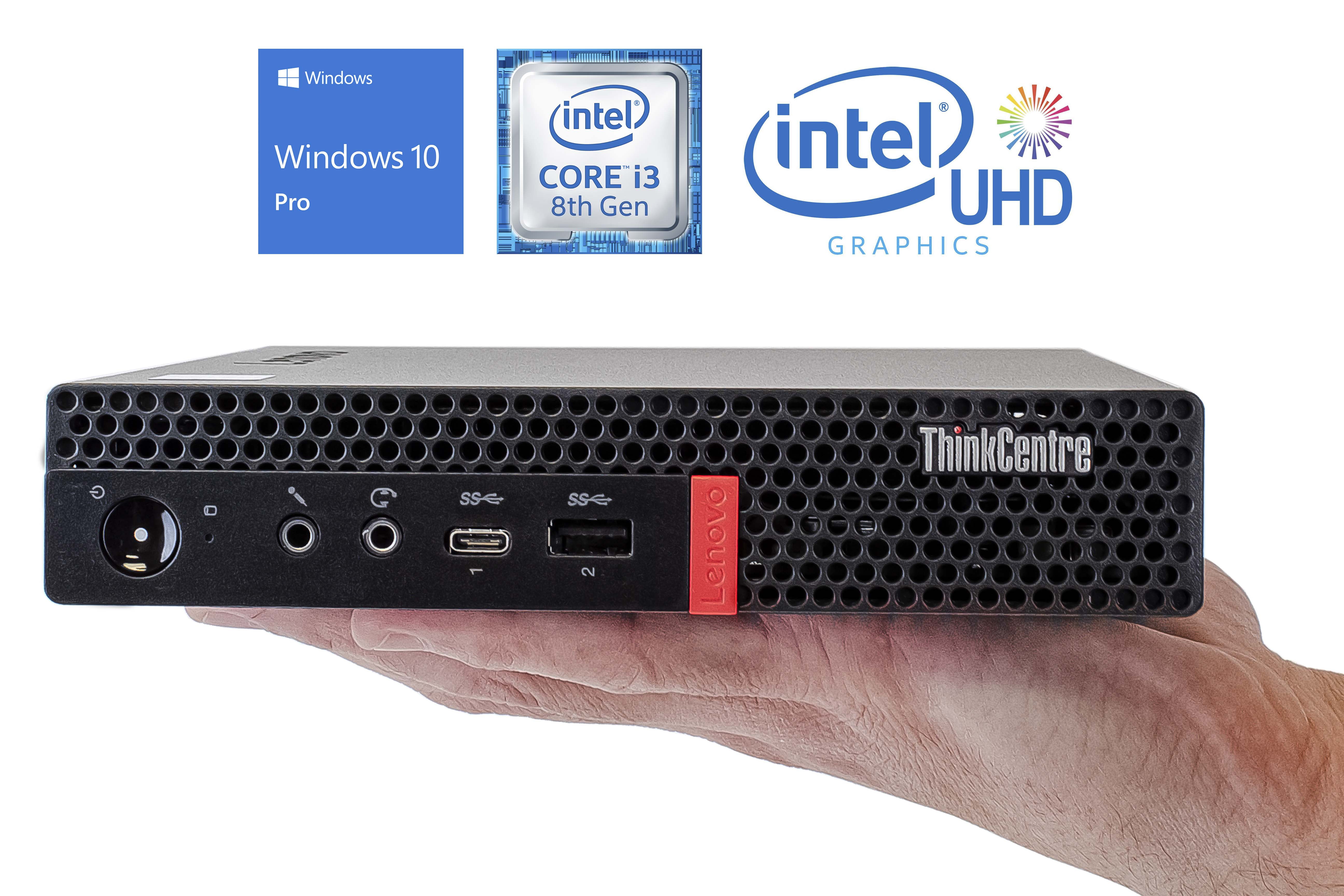 Lenovo ThinkCentre M720q Mini PC, Intel Core i3-8100T 3.1GHz, 8GB RAM,  128GB NVMe SSD + 1TB HDD, DisplayPort, HDMI, Wi-Fi, Bluetooth, Windows 10  Pro