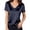 Blue, variant on Women's Summer Fashion Short Sleeve T-Shirt with Mesh Yoke Casual Basic Top for Daily Wear V-Neck Satin Blouse Rhinestone Silk Dressy Business Work Casual Tops