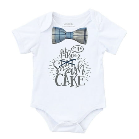 

Cake Smash Outfit Boy with Blue Gray Navy Plaid Bow Tie Grey Writing First Birthday Shirt NO Suspenders Noah s Boytique 6-12 Months