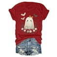 thumbnail image 5 of HCNTES Halloween Shirts for Women ,Womens Fall Shirt Crew Neck Funny Ghost Graphic Tees Short Sleeve Thanksgiving Tops(XXXL,A151-Red), 5 of 5