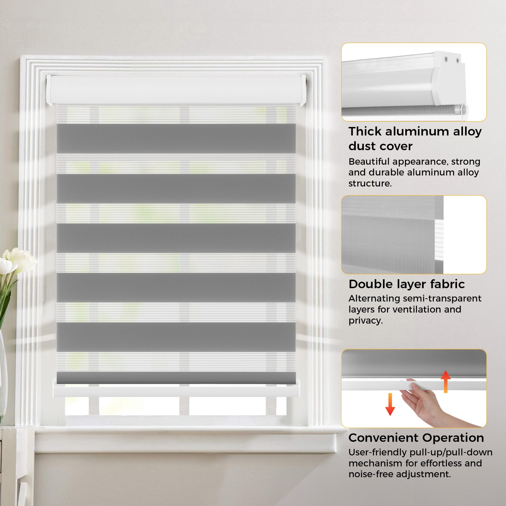 AutoEZ Light Filtering Indoor/Outdoor Bamboo Roller Roman Shades