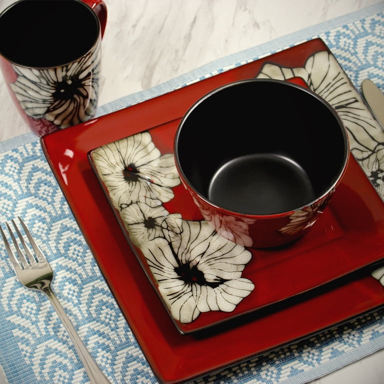 Elama Winter Bloom 16-Piece Dinnerware Set - Walmart.com