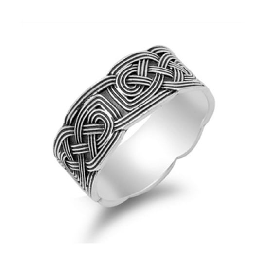 925 Sterling Silver Eternity Celtic Fashion Ring Size 12