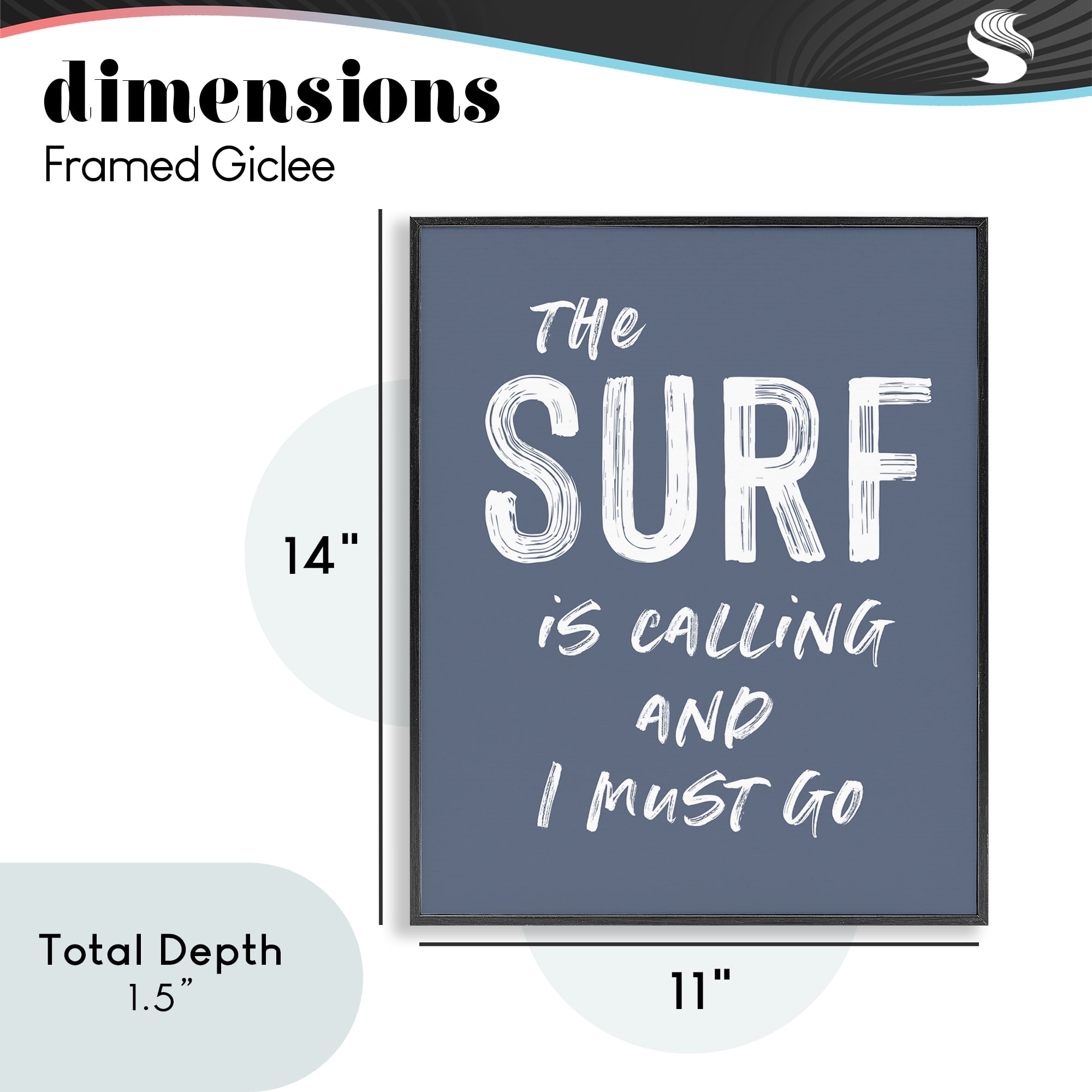 Surf Is Calling Must Go Black Framed Giclee Art, design by Lettered and Lined
