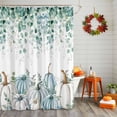 thumbnail image 3 of Fall Thanksgiving Shower Curtain, Teal White Pumpkin Shower Curtains Set with Hooks, Floral Sage Green Eucalyptus Leaves Waterproof Fabric Bathroom Curtains Decor Home Accessories,Stall 36 X 72 Inch, 3 of 8