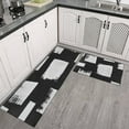 thumbnail image 3 of 2 Piece White Black Geometric` Rug Kitchen Rug Set, Decor Kitchen Rugs, Absorbent Non-Slip Washable Floor Mats, Home Indoor Runner Rugs 17"x47"+17"x30", 3 of 7