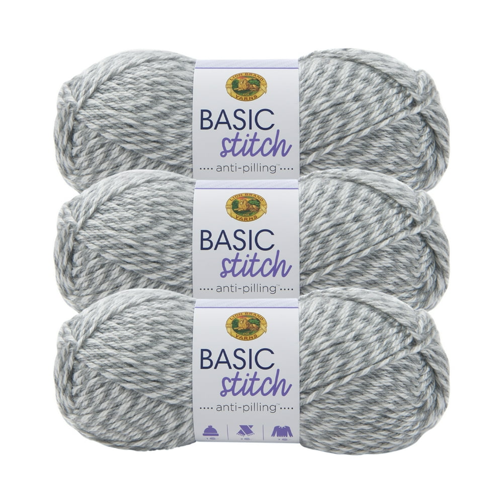 Lion Brand Yarn Basic Stitch Anti Pilling Grey/White Anti Pilling