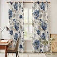 thumbnail image 4 of Blue Gray Spring Floral Kitchen Curtains 84 Inch Length, Vintage Botanical Grommet Top Bedroom Living Room Curtains, Light Filtering Cafe Curtain Drapes 2 Panels Set 84''x84'', 4 of 9