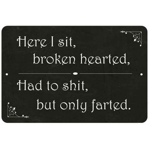 Here I sit broken hearted… Funny Bathroom Gift 8x12 Metal Sign 108120061035