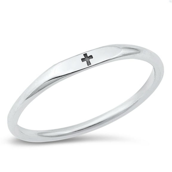 Thin Stacking Cross Ring .925 Sterling Silver Band Jewelry Female Male Unisex Size 5