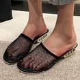 thumbnail image 2 of Hopeusnice Women's Slippers Non-Slip Mesh Materials Summer And Fall Shoes Flat Heel Soft Closed-Toe Sandals Breathable Trendy Almond Toe Comfortable Walking Shoes Black 43, 2 of 4