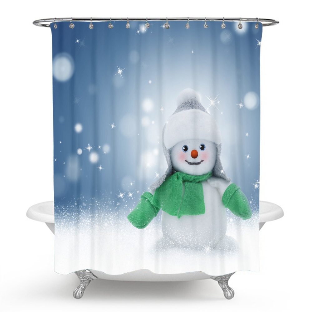 Christmas Clearance Christmas Shower Curtain Printing Waterproof