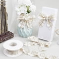 thumbnail image 4 of 10 Yards 1.5 Inch Beige Plaid Ribbon Checkered Ribbon Tan Gingham Double Chiffon Ruffled Edge Polyester Ribbon with Spool, 4 of 9
