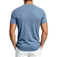 thumbnail image 5 of sdhkgrrt Plus Size Men Summer Round Neck Short Sleeve T-Shirts Casual Solid Basics Tee Tops Loose Fit Everyday Wear, Blue XL, 5 of 8