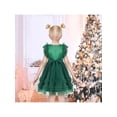 thumbnail image 4 of Sunny Fashion Girls Dress 2 Piece Set Bag Emerald Poms Christmas Tree Tiered Tulle Ruffle Holiday 7 Years, 4 of 6