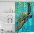 thumbnail image 2 of Sea Turtle Coastal Shower Curtain Set - Extra Long 72" x 96" Washable Bathtub Curtain with 12 Hooks, Teal Green Beach Nautical Waterproof Fabric Stall Shower Curtains for Bathroom/Bathtub Décor, 2 of 6