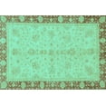 thumbnail image 1 of Ahgly Company Machine Washable Indoor Rectangle Abstract Turquoise Blue Modern Area Rugs, 2' x 4', 1 of 4