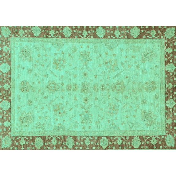 Ahgly Company Machine Washable Indoor Rectangle Abstract Turquoise Blue Modern Area Rugs, 2' x 4'