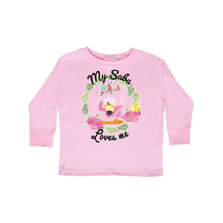 

Inktastic Baby Flamingo My Saba Loves Me with Flower Wreath Gift Toddler Boy or Toddler Girl Long Sleeve T-Shirt
