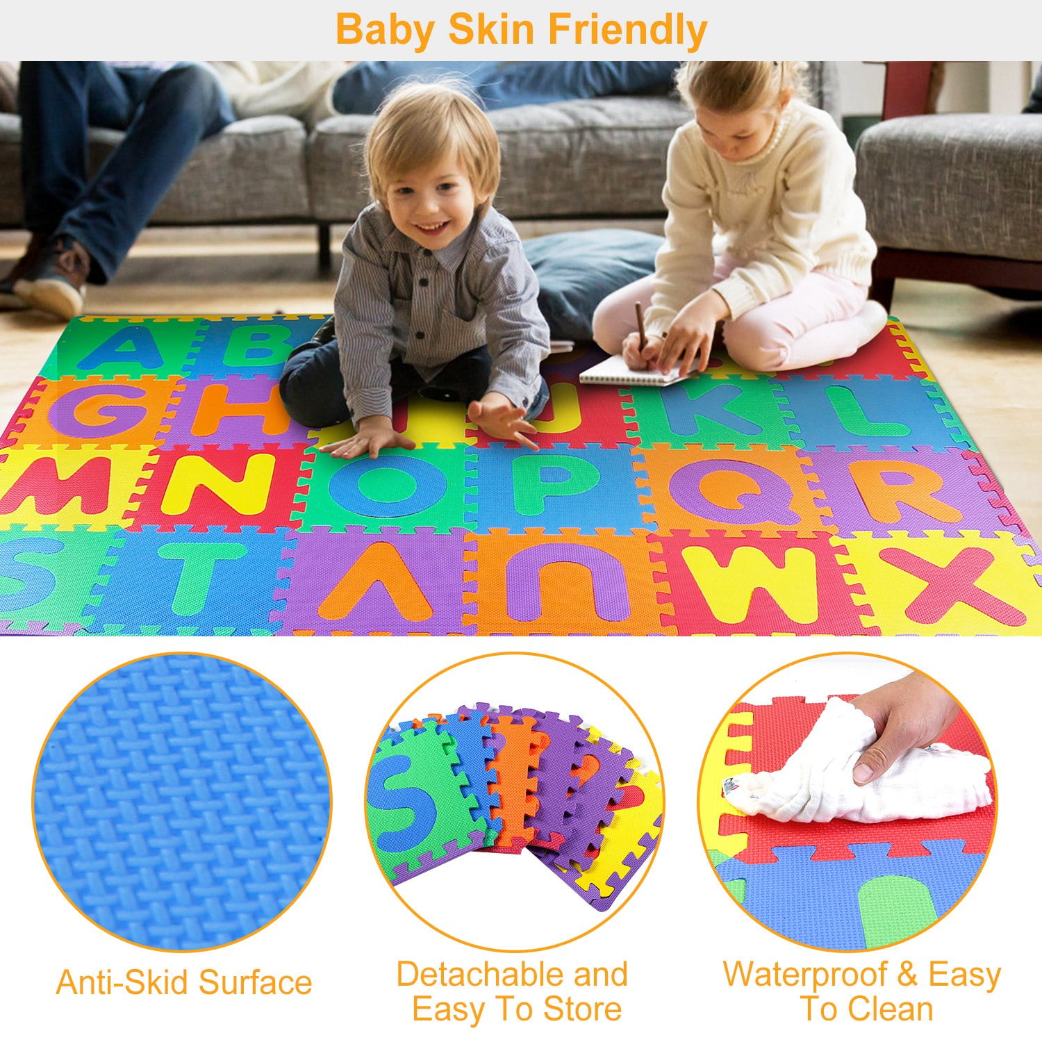 40x Foam Play Mat Multicolored Interlocking Floor Tile For Baby Crawling Puzzle 