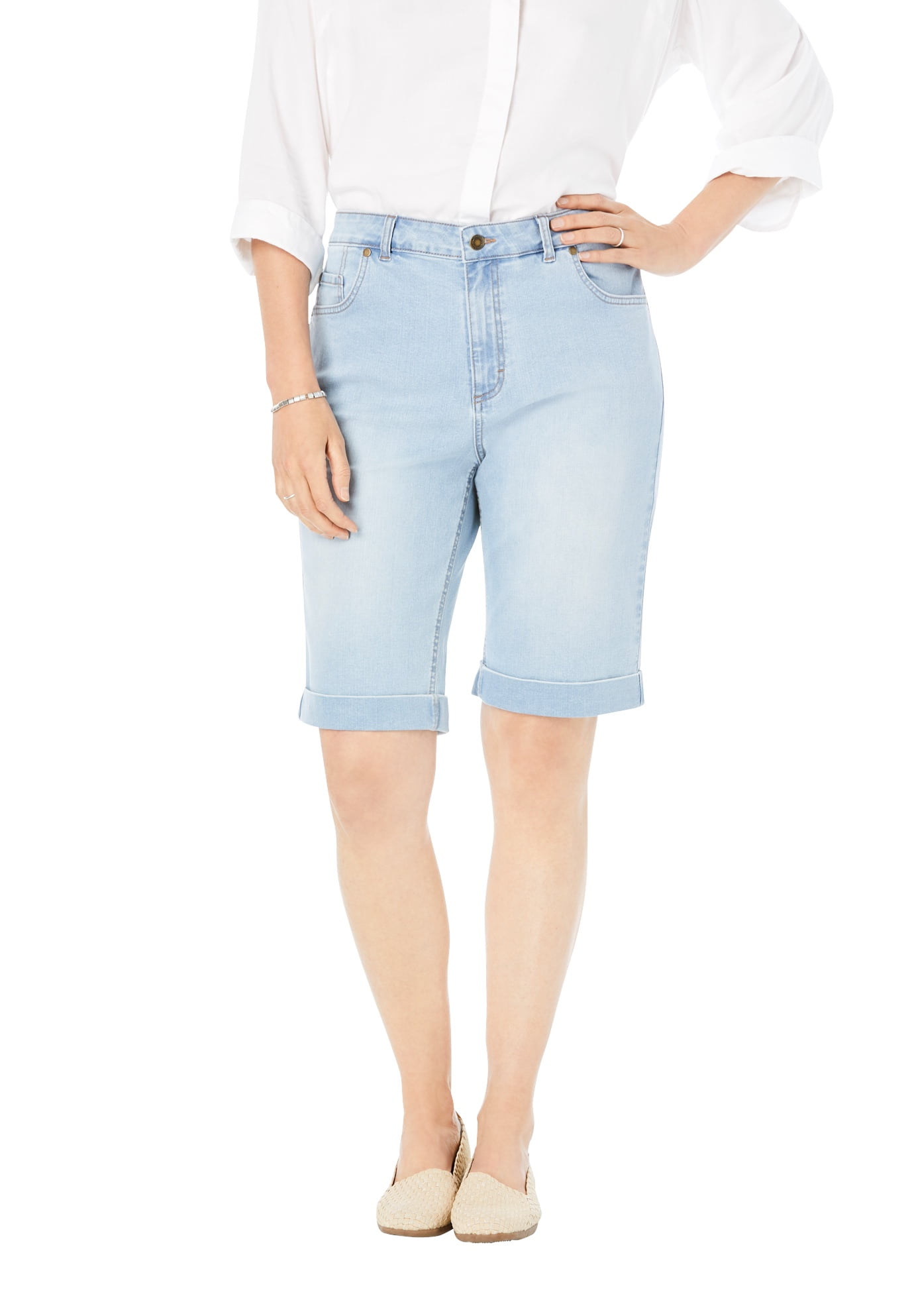 Woman Within Plus Size Stretch Jean Bermuda Short - Walmart.com