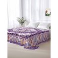 thumbnail image 6 of Twin XL Flat Sheet 66"x102", Purple Boho Soft Lightweight Bedding Flat Sheets Only, Ethnic Geometric Middle Century Art Brushed Microfiber Top Bed Sheet, Breathable StainResistant Bedsheets, 6 of 9