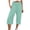 Mint Green, variant on Manxivoo Women's High Waist Cotton Linen Casual Sports Pants Three Quarter Elastic Waist