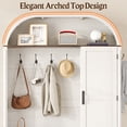 thumbnail image 3 of Arched Hall Tree with Shoe Storage & Mirror, 6-in-1 Entryway Bench with Coat Rack Hooks & Cabinet, Tall Mudroom Organizer Coat Stand for Entryway, Hallway, Living Room, Wash White, 3 of 10