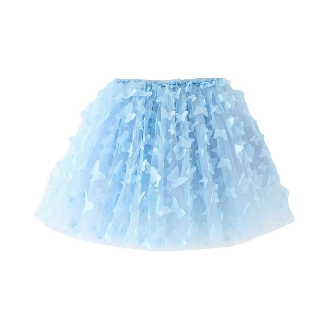 MIASHUI Jupe de Danse Ballet pour Filles Fête avec Nœud pour Enfants Tout-Petits Tutu Bleu, 4-5 Ans