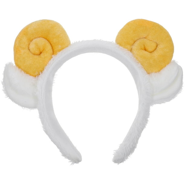 Aros para el cabello con shofar amarillo, diadema decorativa, adorables bandas para el cabello con cuerno de oveja, aros para la cabeza con orejas de oveja, suministros para decoraciones de fiestas