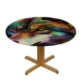 thumbnail image 3 of ONETECH  Portrait Pattern of Wolves Round Fitted Table Cover with Elastic Edged Waterproof Wipeable Table Cloth for Outdoor Patio Kitchen Dining （Wolf）, 3 of 7