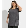 thumbnail image 3 of TIYOMI Plus Size Women's 2X tops Crewneck Summer Dark Grey Shirts Short Sleeve Tunic Tops for Women Knitted Sweatshirts Tee Basic Pocket Workout Tunic Loose Fit Pullover 2XL 18W 20W, 3 of 7