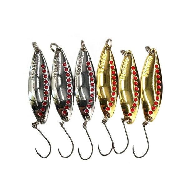 6Pcs Hard Fishing Lures Spoon Lures Gold Silver Metal Fishing Lure with  Sharp Hooks Fishing Tackle Lure for Huge Distance Casts and Wild Action 5 g