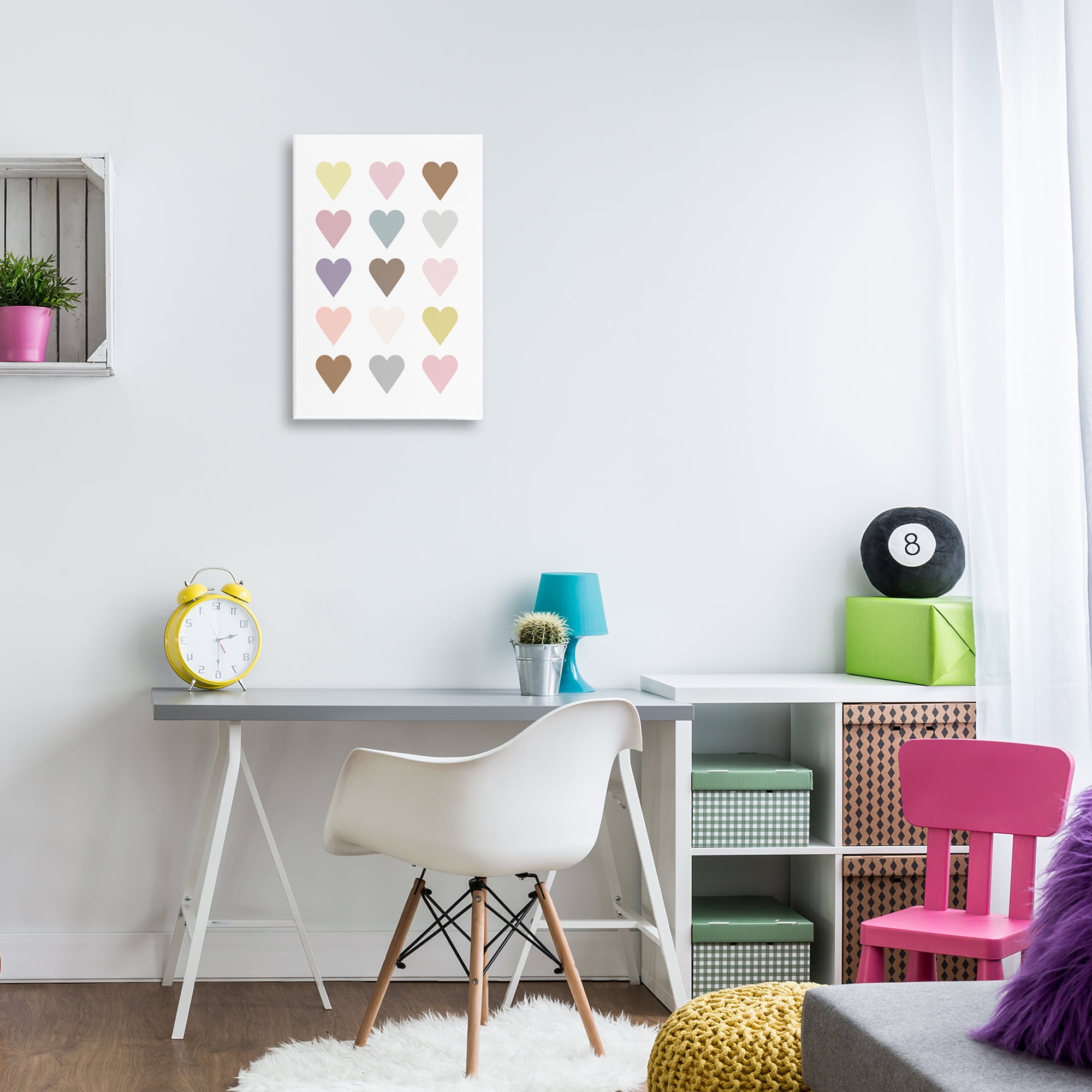 Stupell Industries Soft Pastel Hearts Abstract Painting Gallery Wrapped Canvas Art Print Wall Art, 16 x 24