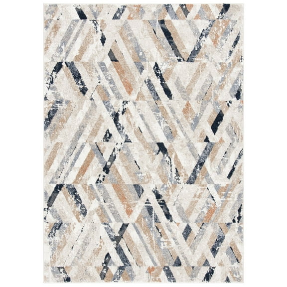 SAFAVIEH Coppertone Amara Geometric Area Rug, Ivory/Navy, 5'3" x 7'7"