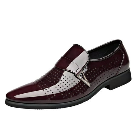 

Leather Shoes for Men Classic Style Men Leather Shoes Metal Buckle Shoes Diamond Cutout Breathable Business Casual Pointed Toe Leather Shoes Leather Shoes Pu 40