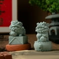 thumbnail image 4 of Adorno de mascota de té, recuerdo, figura de león para mesa de té, escritorio, amante del té, amigo Cuadrado, 4 of 9